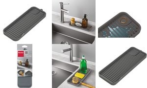 metaltex Silikon-Spülbeckenorganizer Tidy-Mat XL, grau
