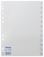 Esselte Kunststoff-Register, Zahlen, A4, 1-12, weiß