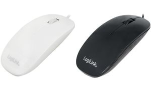 LogiLink Optische Maus, flach, kabelgebunden, weiß