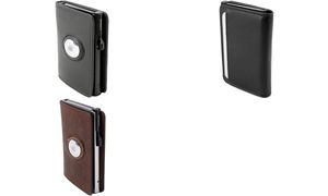 CLICKSAFE Geldbörse SLIM mit AirTag-Fach, Nappaleder,schwarz