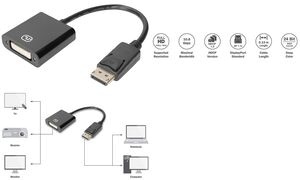 DIGITUS Aktiver DisplayPort Adapter/Konverter, DP auf DVI