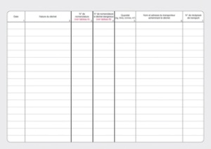 ELVE Registre des déchets sortants