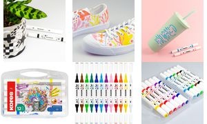 Kores Acrylmarker Duo, 2 Spitzen, 12er Etui, farbig sortiert