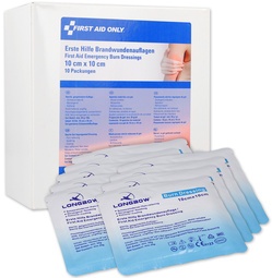 FIRST AID ONLY Brandwunden-Auflage, 100 x 100 mm, 10er Pack