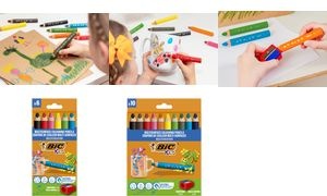 BIC Kids Dreikant-Buntstifte Multisurface, 10er Kartonetui