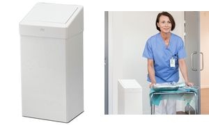 TORK Abfallbehälter, Metall, 50 Liter, weiß
