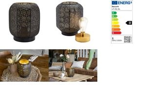 Securit Akku LED-Tischleuchte MARRAKECH, schwarz/gold