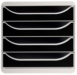EXACOMPTA Schubladenbox BIG-BOX, 4 Schübe, lichtgrau/schwarz
