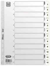 Oxford Kunststoff-Register, Zahlen, DIN A4, weiß, 12-teilig