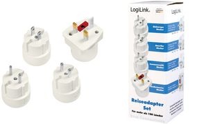 LogiLink Reise-Adapter-Set (EU/UK/US), weiß