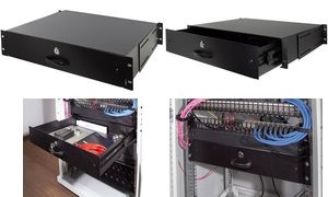 LogiLink 19" Rack-Schublade, 2 HE, abschließbar, schwarz