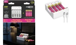 ANSMANN Ladegerät-Set Pure Power, inkl. 4 Li-Ion Akkus AAA