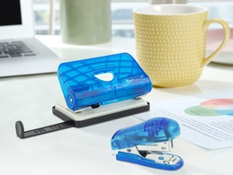 RAPESCO Heftgerät- & Locher-Set, blau-transparent