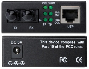DIGITUS Gigabit Medienkonverter, RJ45/ST, Multimode