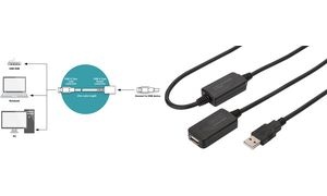 DIGITUS USB Verlängerungskabel, Stecker-Kupplung, 15,0 m