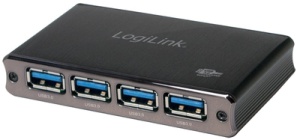 LogiLink USB 3.0 Hub mit Netzteil, 4 Port, Aluminiumgehäuse