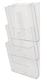 EXACOMPTA Wand-Prospekthalter, A4 hoch, 3 Fächer, glasklar