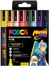 POSCA Pigmentmarker PC-3M, 8er Set MANGA HERO