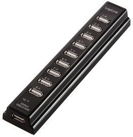 LogiLink USB 2.0 Hub mit Netzteil, 10-Port, schwarz