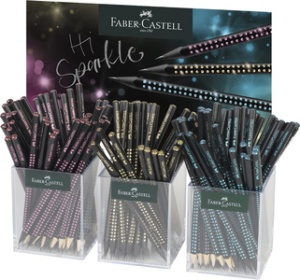 FABER-CASTELL Bleistift GRIP SPARKLE Midnight, 3er Köcher