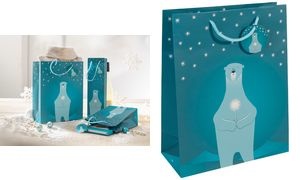 sigel Weihnachts-Geschenktüte "Polar bear with candle",klein