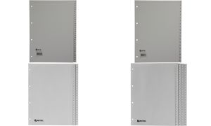 HETZEL Kunststoff-Register, Zahlen, A4, 1-100, PP, grau