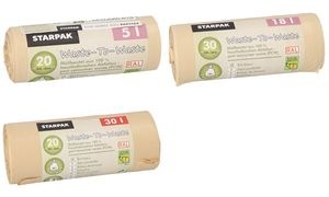 STARPAK Mülleimerbeutel "Waste-to-Waste", 18 Liter, braun
