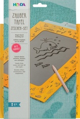 HEYDA Zaubertafel Zeichen-Set, inkl. Holzstick, gelb