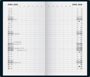 Glocken Taschenkalender "Monatssichtkalender", 2026, schwarz