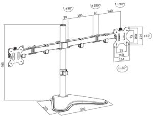 LogiLink Doppel-Monitorarm mit Standfuß, Armlänge: 460 mm