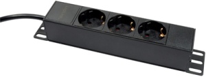LogiLink 10" Steckdosenleiste, 3-fach, ohne Schalter,schwarz