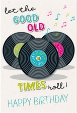 SUSY CARD Geburtstagskarte Round "Schallplatten"