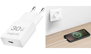 LogiLink USB-Steckdosenadapter, 1x USB-C (PD), 30 Watt, weiß