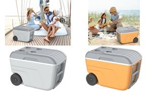 EDA Kühlbox NOMADE, 52 Liter, fahrbar, hellgrau / grau