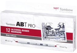 Tombow Marker ABT PRO, alkoholbasiert, 12er Set Gray Colors