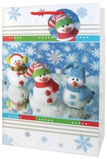 CACTUS Weihnachts-Geschenktüte "3 Schneemänner", groß