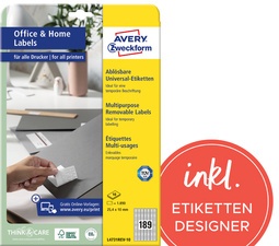 AVERY Zweckform Universal-Etiketten, 35,6 x 16,9 mm, weiß