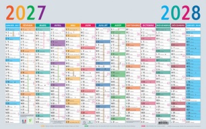 EXACOMPTA Calendrier Multicolore, 2027, 650 x 405 mm