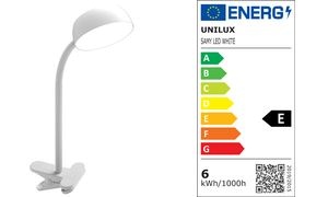 UNiLUX LED-Klemmleuchte SAMY, flexibler Arm, weiß