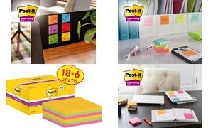 Post-it Haftnotizen super sticky notes, 47,6 x 47,6 mm, 18+6
