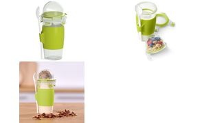 emsa Yoghurt Mug CLIP & GO, mit Löffel und Toppingbehälter