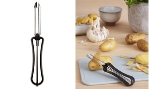 GastroMax Sparschäler, bewegliche Klingen, schwarz/Edelstahl