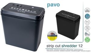 pavo Aktenvernichter Stripcut 12, Streifen 6 mm, schwarz