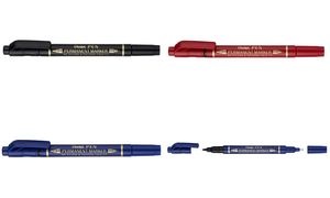 Pentel Permanent-Marker Pen, Doppelspitze, schwarz