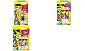 UHU Klebestift stic UNIQUE, lösemittelfrei, 3 x 8,2 g