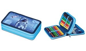 herlitz Schüleretui Doppel "Cosmic Explorer", 23-teilig
