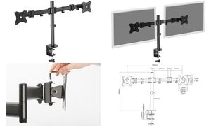 DIGITUS Universal Dual Monitorarm mit Klemmfuß, schwarz