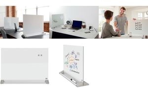 nobo Glas-Desktoptafel, (B)600 x (H)450 mm, weiß
