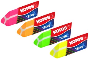 Kores Kunststoff-Radierer "Trino", Neonfarben