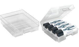ANSMANN Akkubox 4-fach, Aufbewahrungsbox aus Poly-Propylen